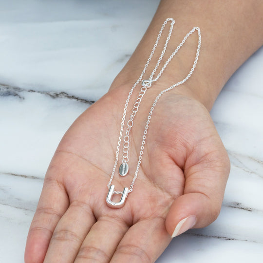 Initial Necklace Letter U Created with Zircondia® Crystals - Philip Jones Jewellery