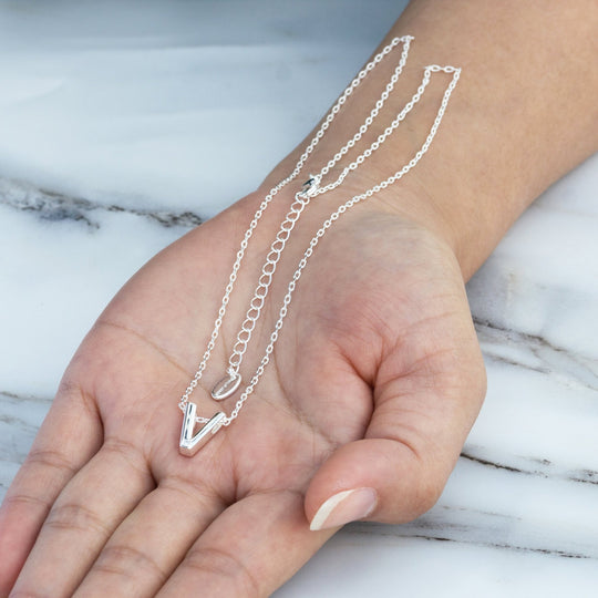 Initial Necklace Letter V Created with Zircondia® Crystals - Philip Jones Jewellery