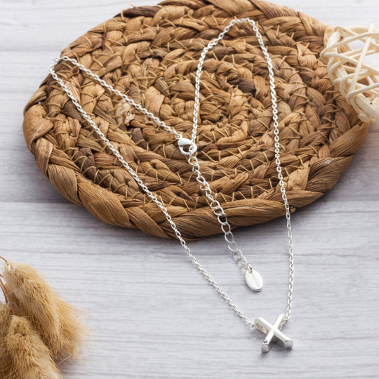 Initial Necklace Letter X Created with Zircondia® Crystals - Philip Jones Jewellery