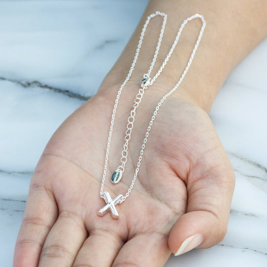 Initial Necklace Letter X Created with Zircondia® Crystals - Philip Jones Jewellery