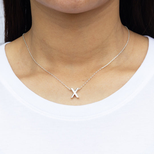 Initial Necklace Letter X Created with Zircondia® Crystals - Philip Jones Jewellery