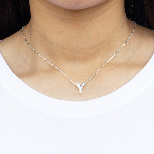 Initial Necklace Letter Y Created with Zircondia® Crystals - Philip Jones Jewellery