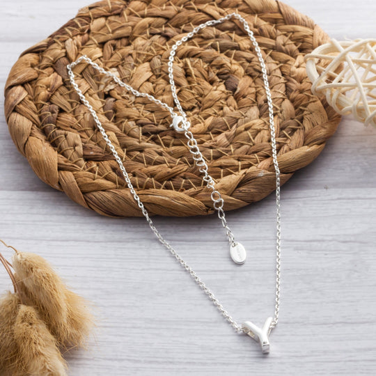 Initial Necklace Letter Y Created with Zircondia® Crystals - Philip Jones Jewellery