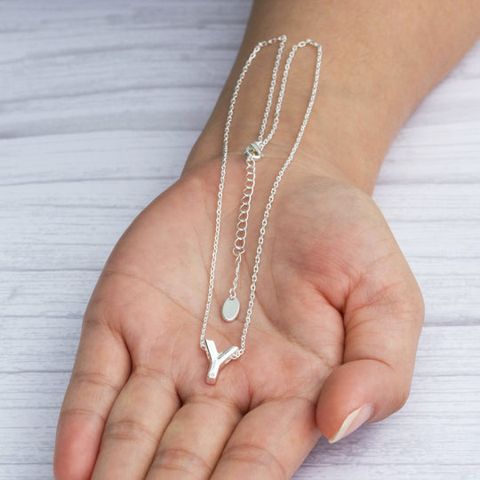 Initial Necklace Letter Y Created with Zircondia® Crystals - Philip Jones Jewellery