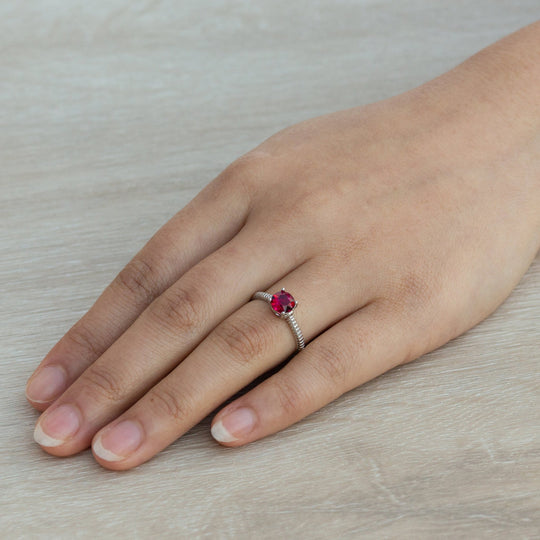 January (Garnet) Adjustable Birthstone Ring Created with Zircondia® Crystals - Philip Jones Jewellery