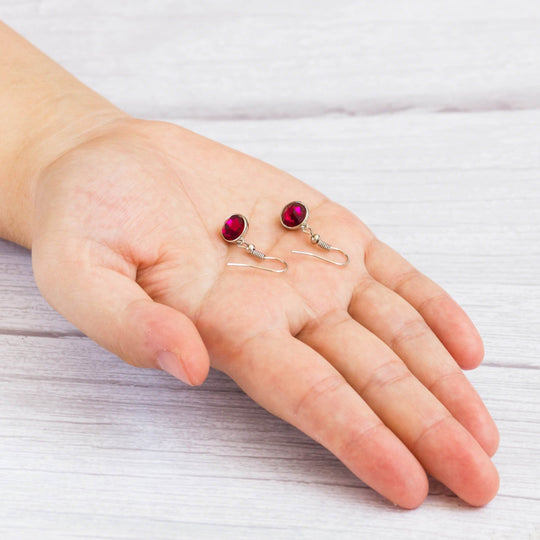 July Birthstone Drop Earrings Created with Ruby Zircondia® Crystals - Philip Jones Jewellery