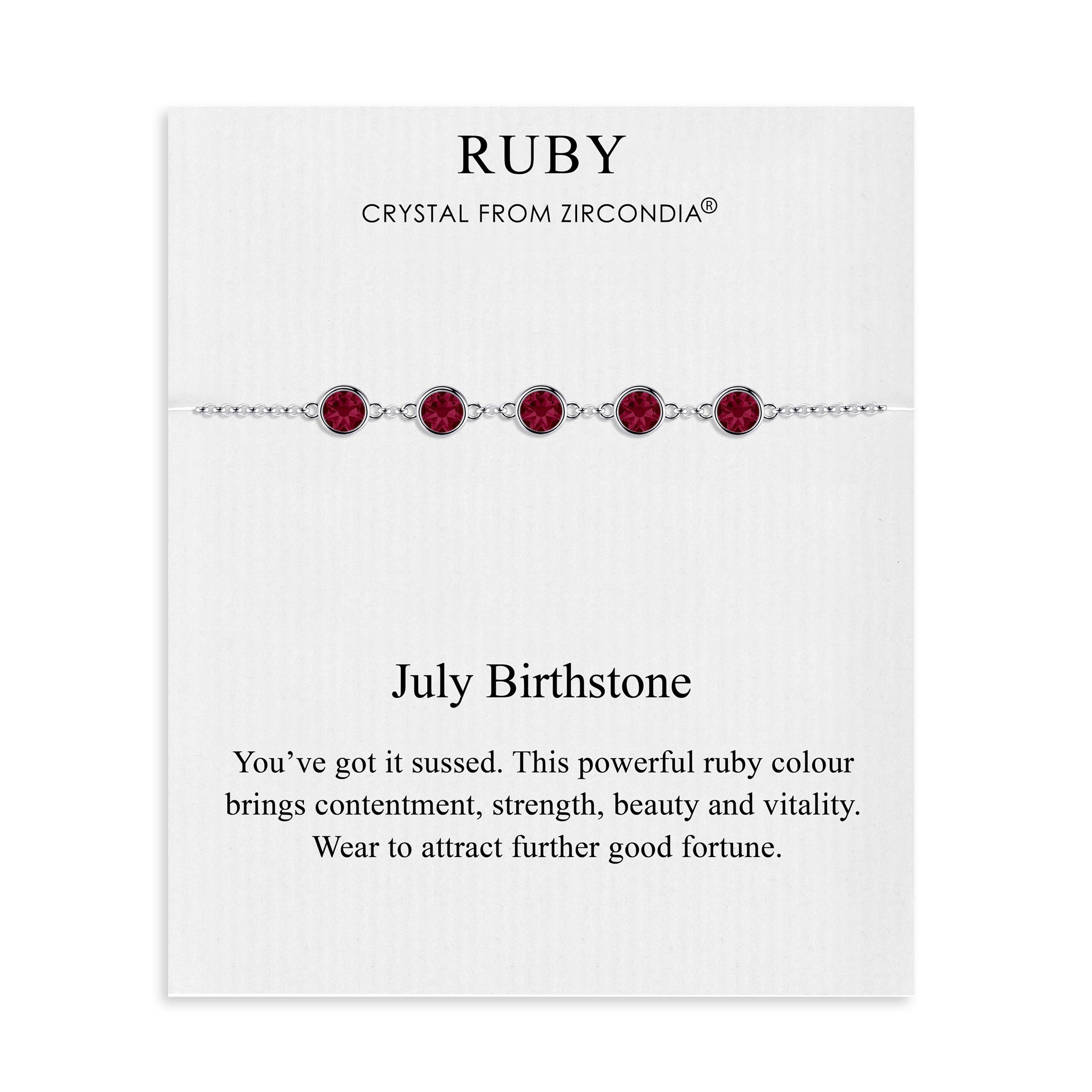 July Birthstone Bracelet Created with Ruby Zircondia® Crystals by Philip Jones Jewellery