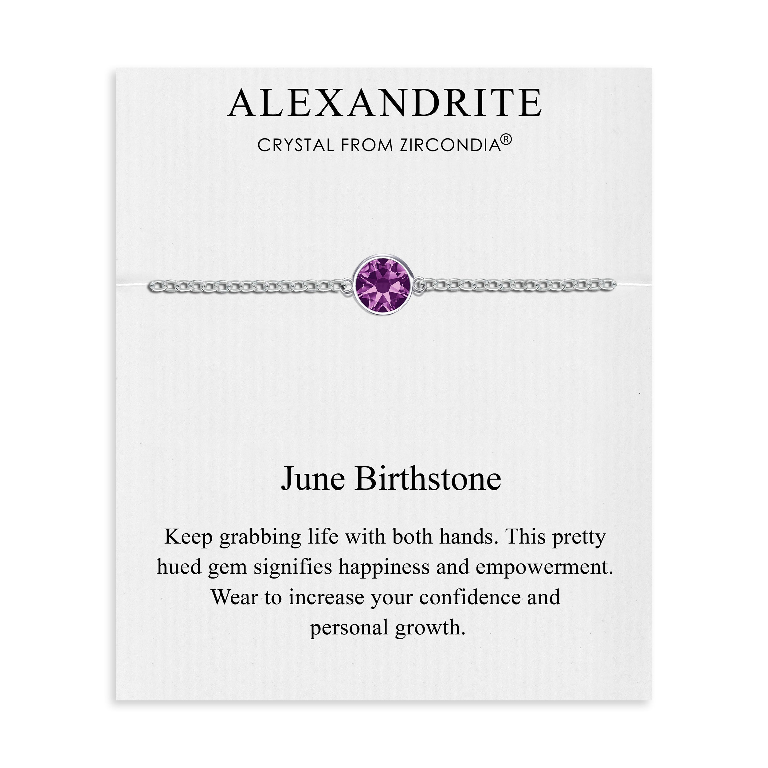 June (Alexandrite) Birthstone Anklet Created with Zircondia® Crystals by Philip Jones Jewellery