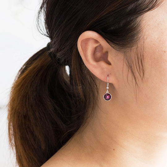 June Birthstone Drop Earrings Created with Alexandrite Zircondia® Crystals - Philip Jones Jewellery