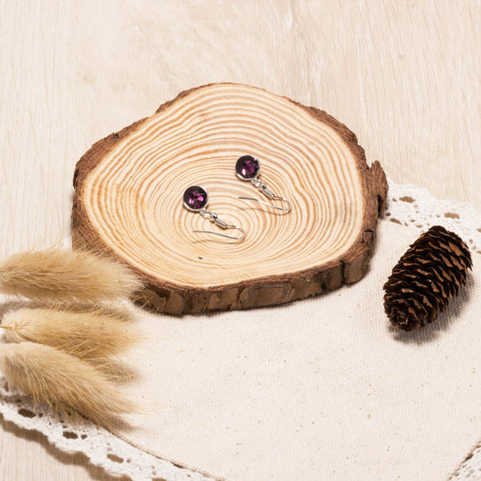 June Birthstone Drop Earrings Created with Alexandrite Zircondia® Crystals - Philip Jones Jewellery