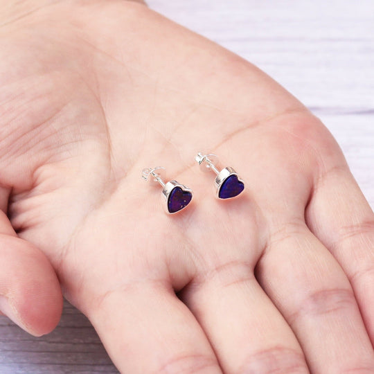 Lapis Heart Stud Earrings - Philip Jones Jewellery