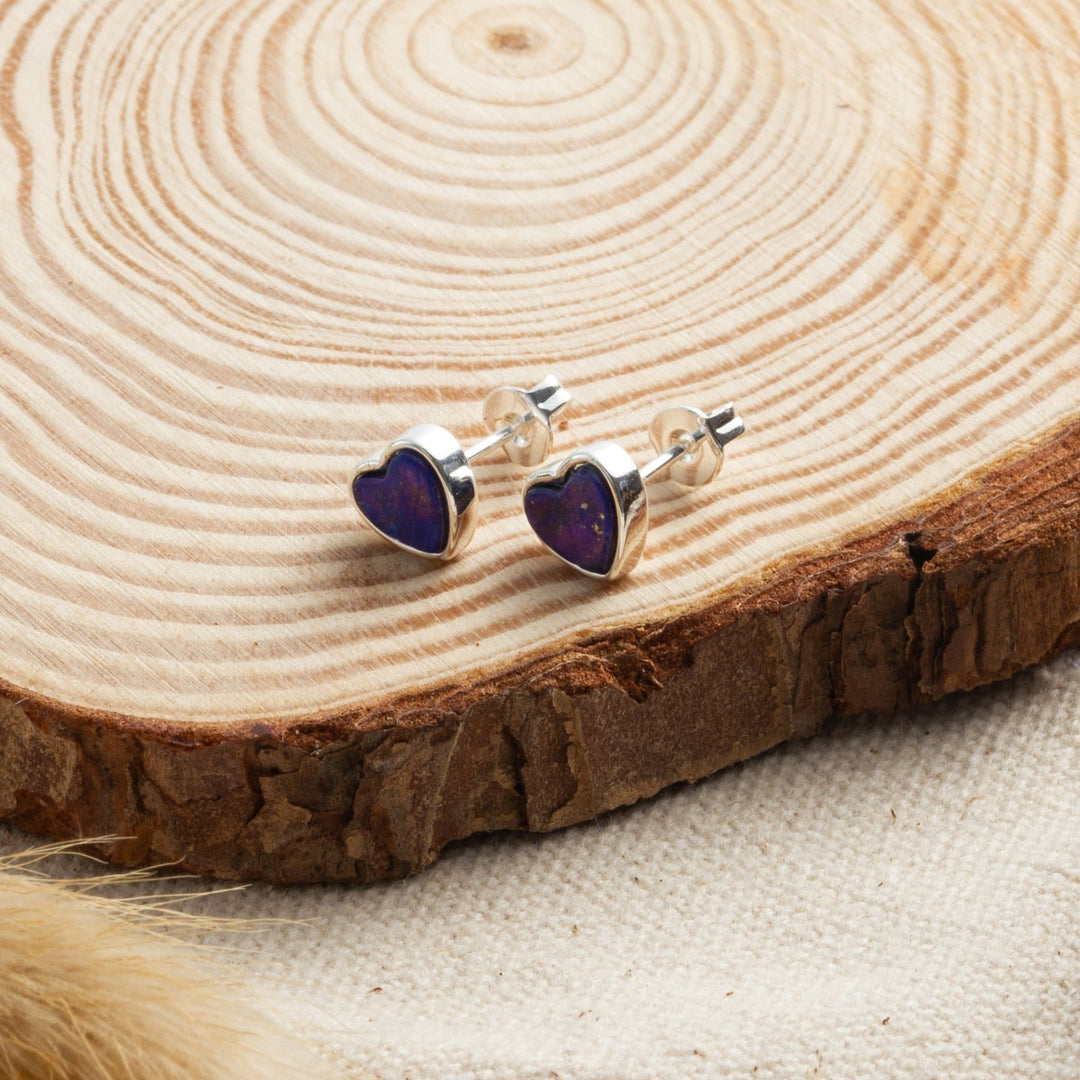 Lapis Heart Stud Earrings - Philip Jones Jewellery