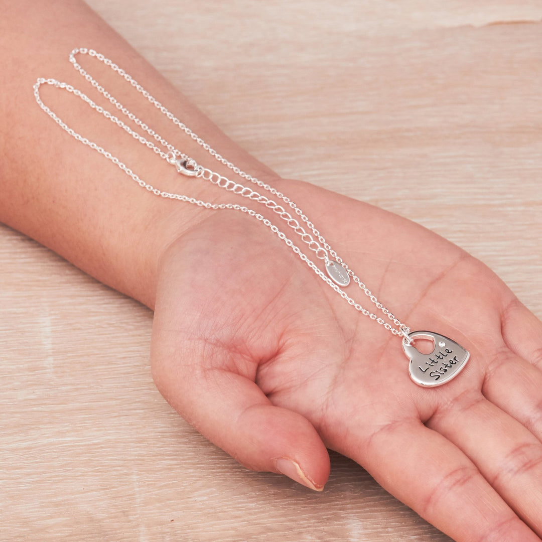 Little Sister Heart Necklace Created with Zircondia® Crystals - Philip Jones Jewellery
