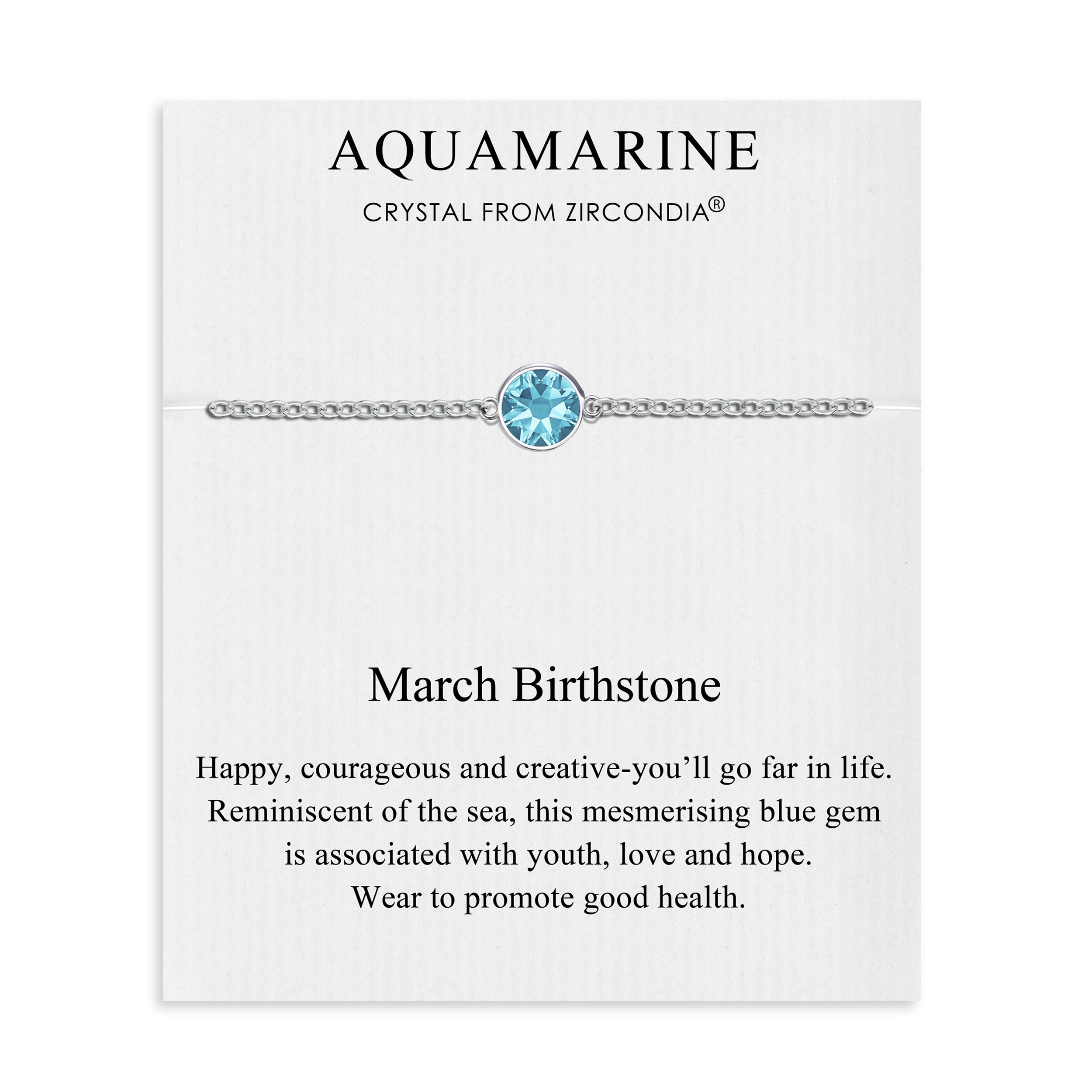 March (Aquamarine) Birthstone Anklet Created with Zircondia® Crystals by Philip Jones Jewellery