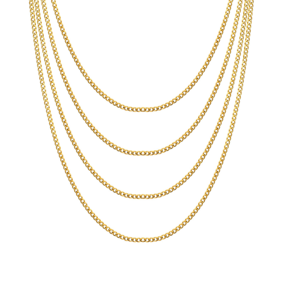 Men's 3mm Gold Plated Steel 18 - 24 Inch Cuban Curb Chain Necklace - Philip Jones Jewellery