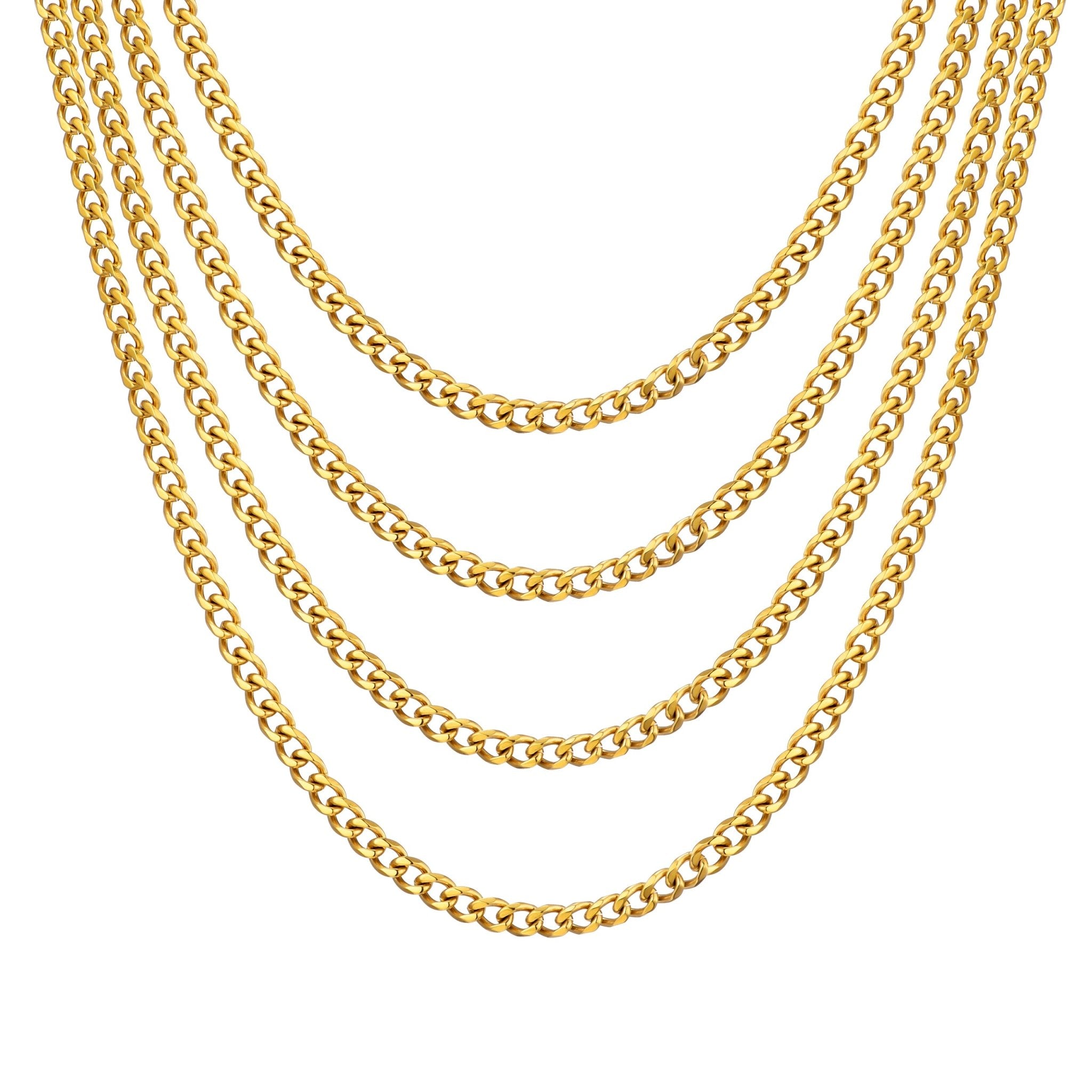 Men's 6mm Gold Plated Steel 18-24 Inch Cuban Curb Chain Necklace