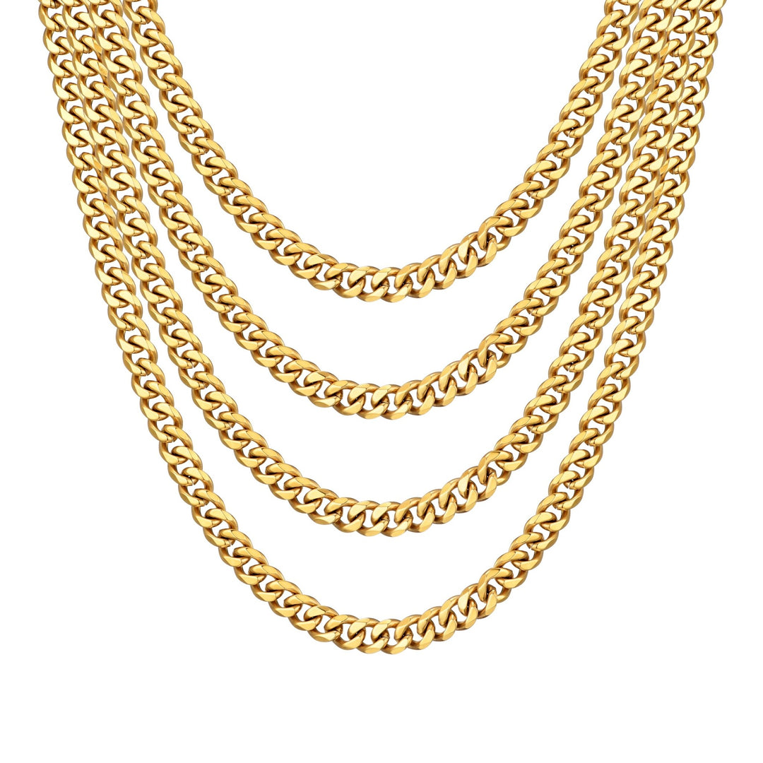 Men's 9mm Gold Plated Steel 18 - 24 Inch Cuban Curb Chain Necklace - Philip Jones Jewellery