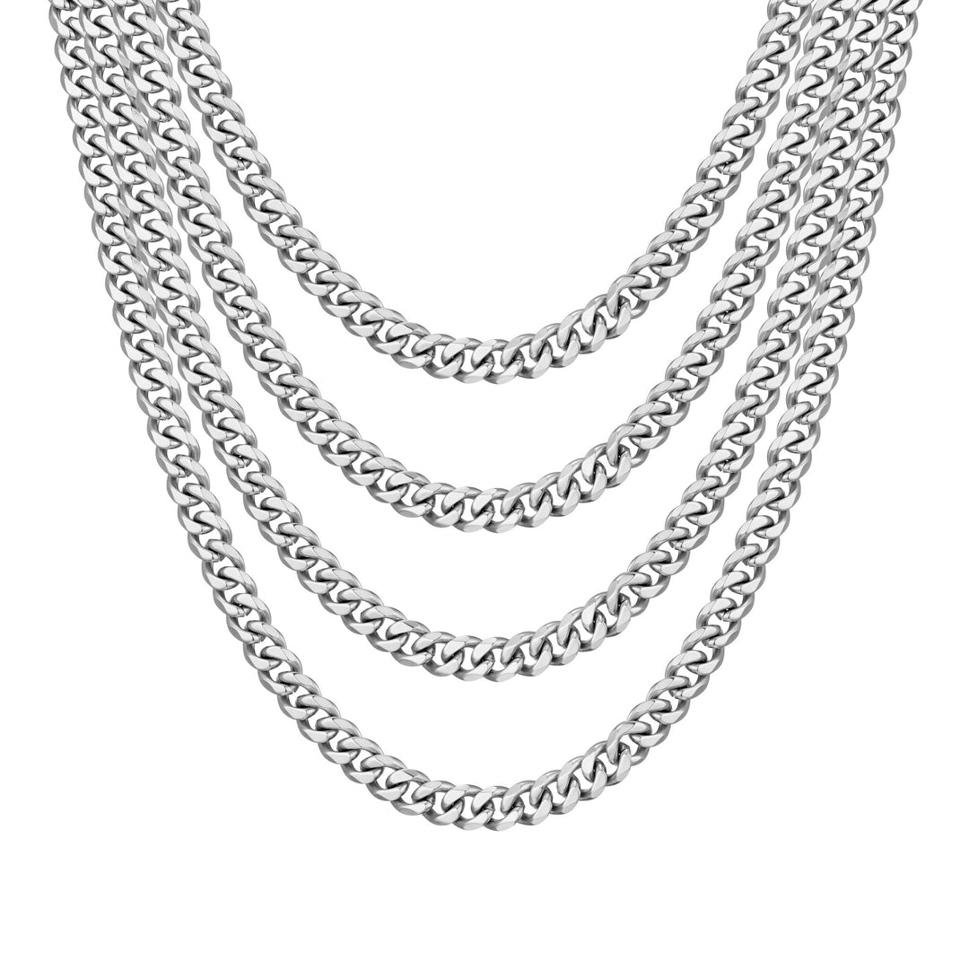 Men's 9mm Stainless Steel 18 - 24 Inch Cuban Curb Chain Necklace - Philip Jones Jewellery