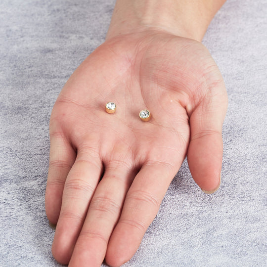 Men's Gold Plated 6mm Magnetic Clip On Earrings Created with Zircondia® Crystals - Philip Jones Jewellery