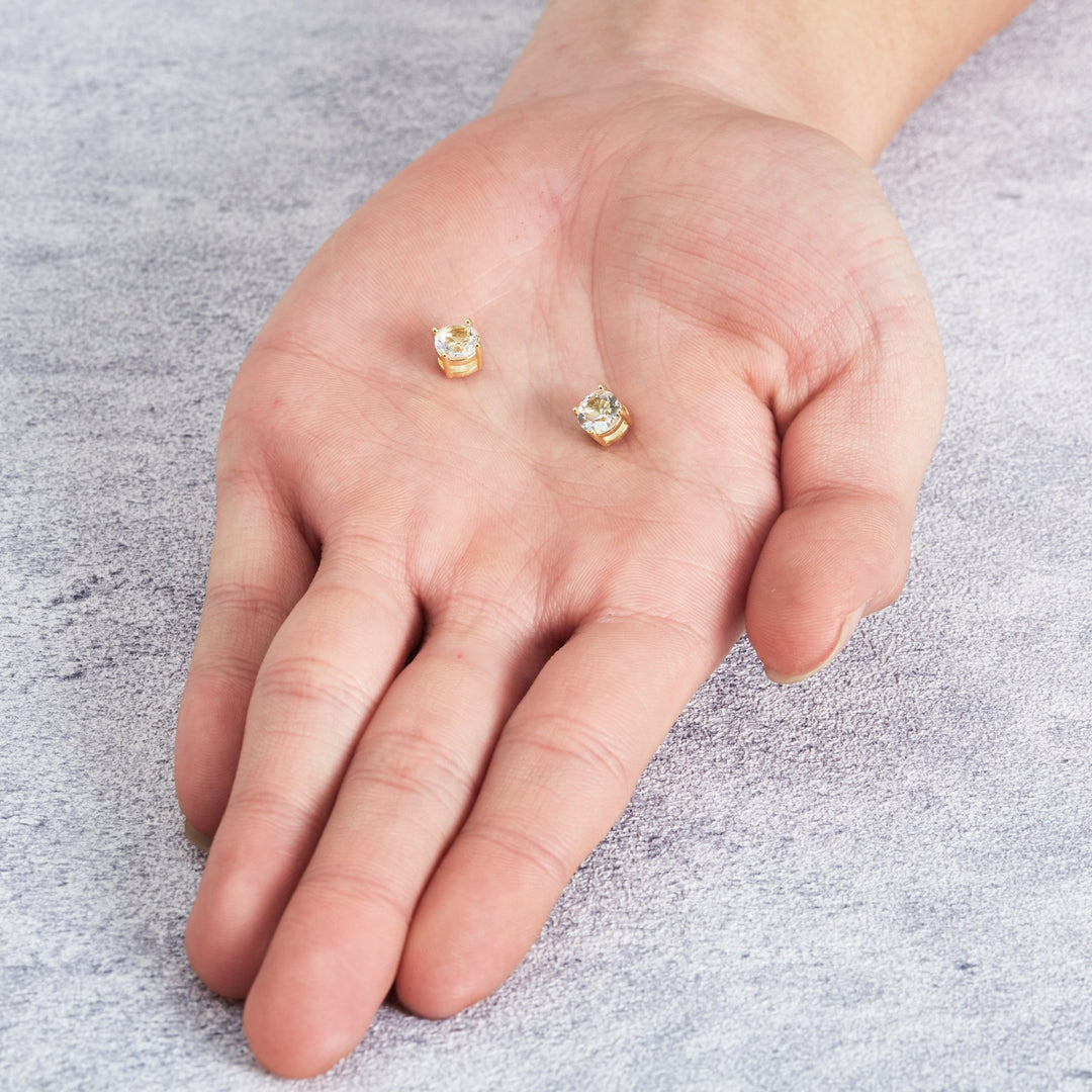 Men's Gold Plated Round Magnetic Clip On Stud Earrings Created with Zircondia® Crystals - Philip Jones Jewellery