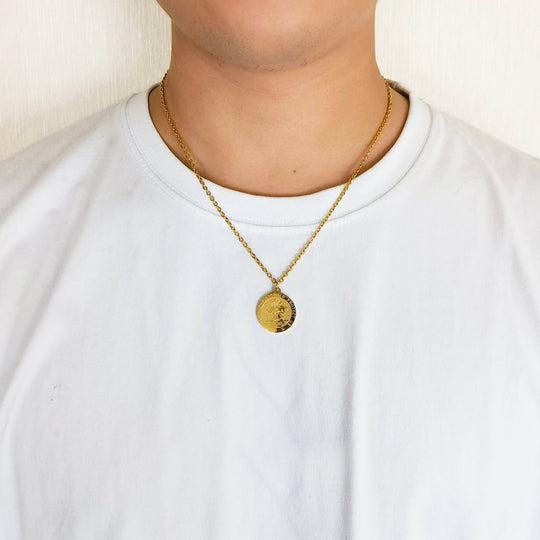 Men's Gold Plated Stainless Steel St Christopher Necklace - Philip Jones Jewellery