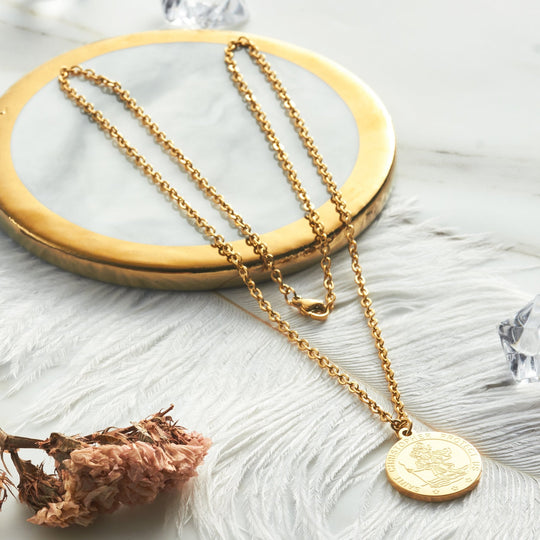 Men's Gold Plated Stainless Steel St Christopher Necklace - Philip Jones Jewellery