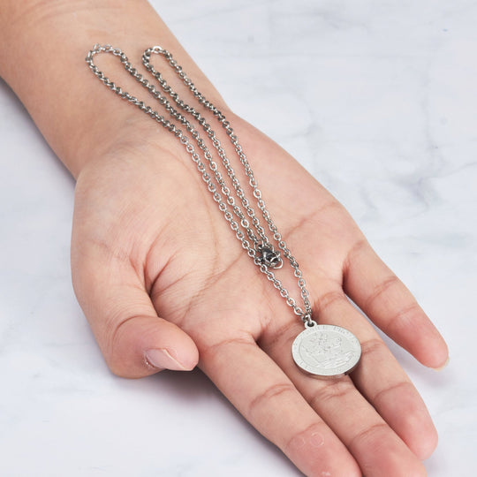Men's Stainless Steel St Christopher Necklace - Philip Jones Jewellery