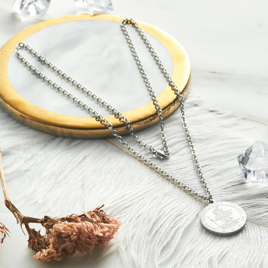 Men's Stainless Steel St Christopher Necklace - Philip Jones Jewellery