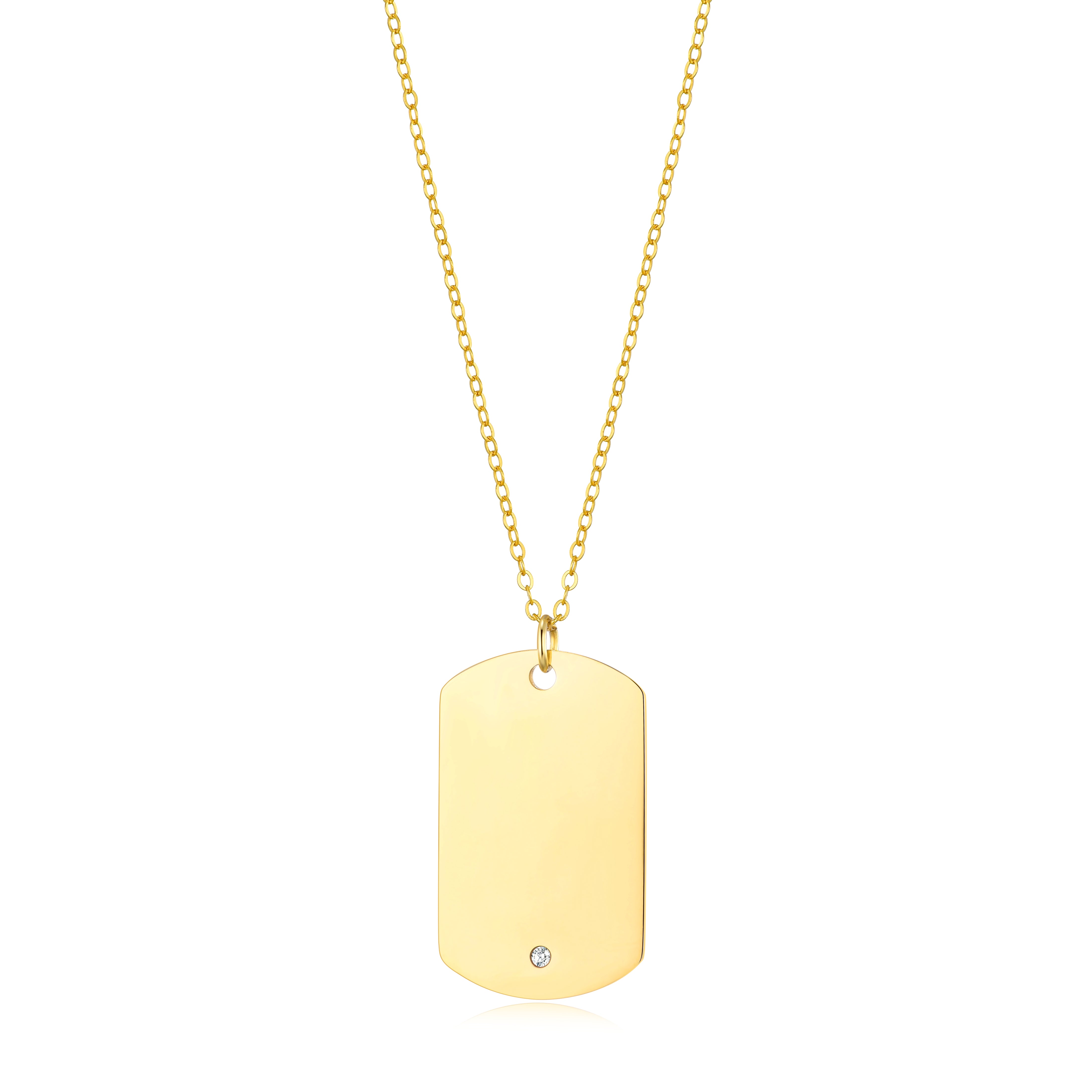 Men's Gold Plated Steel Dog Tag Necklace Created with Zircondia® Crystals by Philip Jones Jewellery