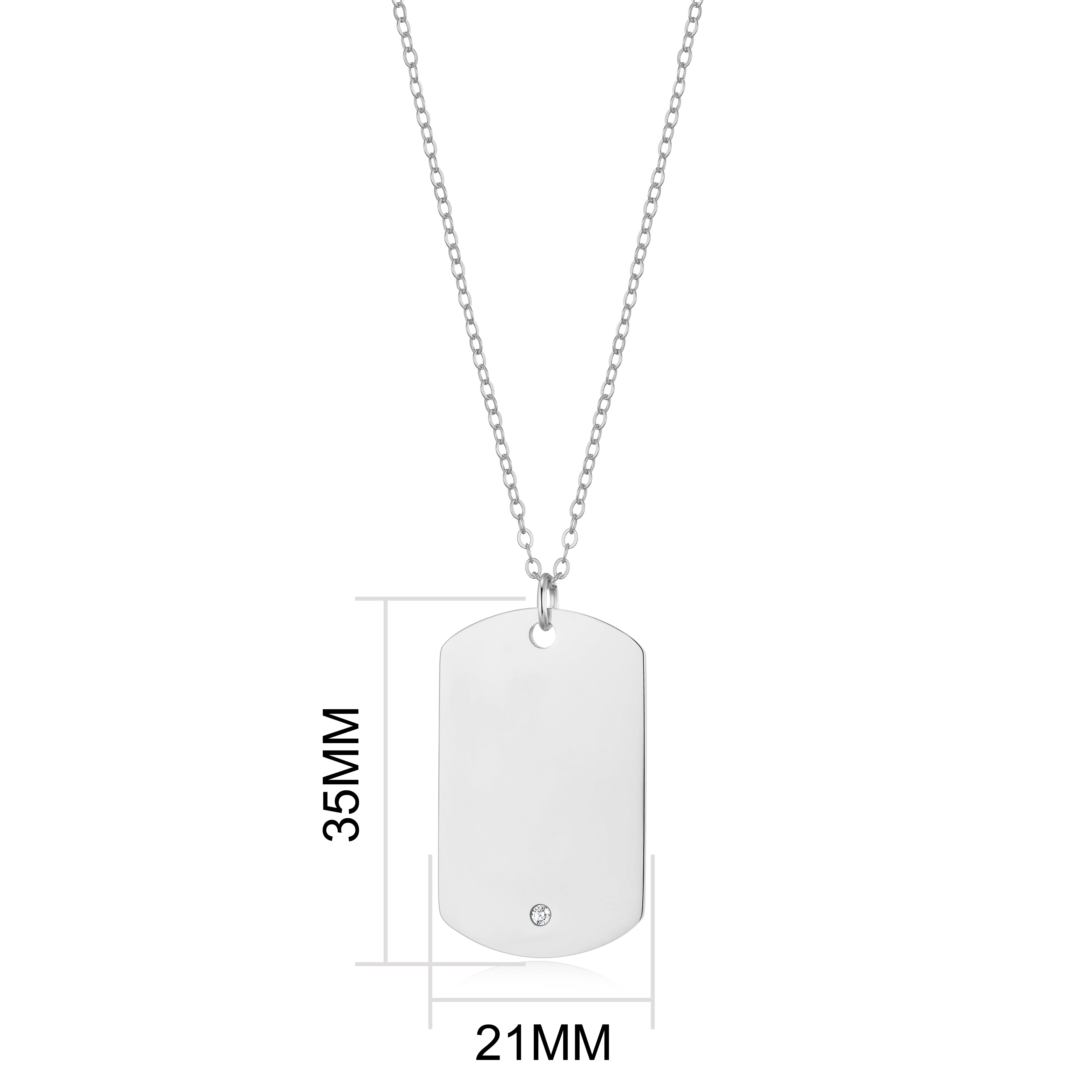 Men's Steel Dog Tag Necklace Created with Zircondia® Crystals