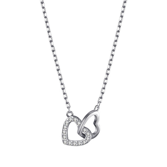 Mother and Daughter Heart Link Necklace with Quote Card Created with Zircondia® Crystals - Philip Jones Jewellery