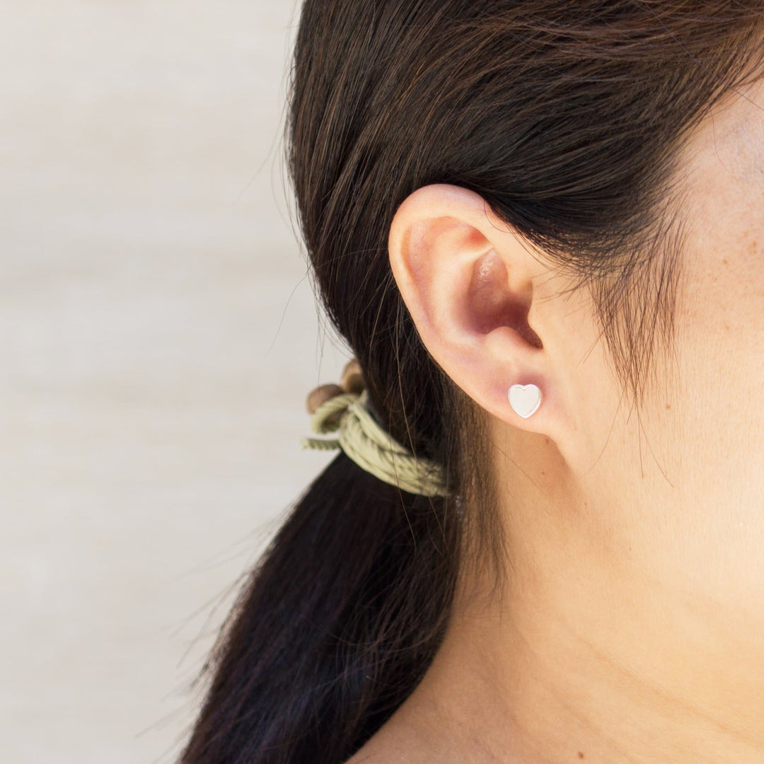 Mother of Pearl Heart Stud Earrings - Philip Jones Jewellery