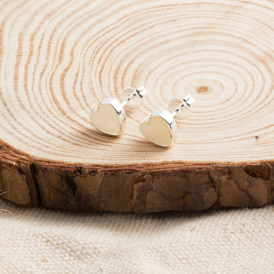 Mother of Pearl Heart Stud Earrings - Philip Jones Jewellery