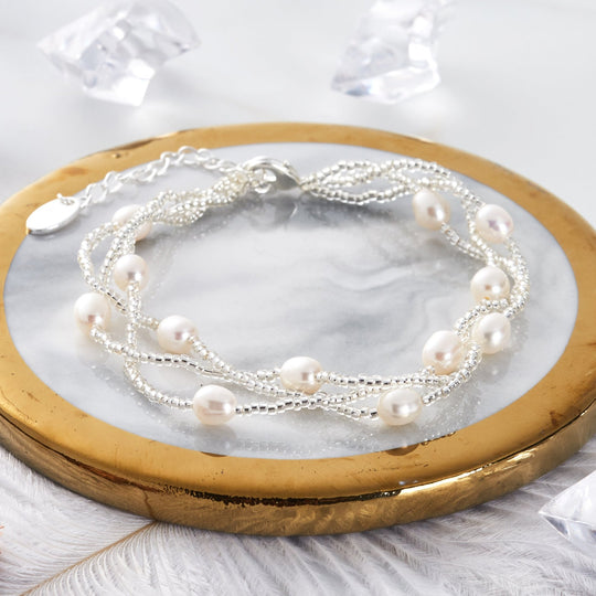 Multi Strand Freshwater Pearl Bracelet - Philip Jones Jewellery