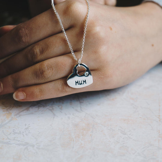 Mum Heart Necklace Created with Zircondia® Crystals - Philip Jones Jewellery