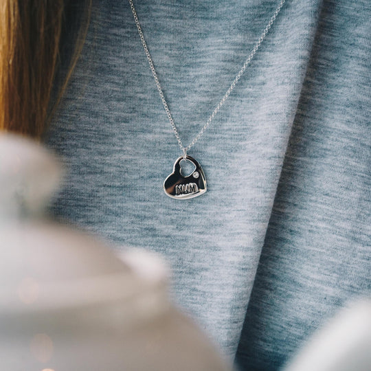 Mum Heart Necklace Created with Zircondia® Crystals - Philip Jones Jewellery