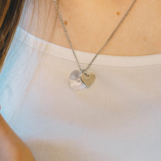 Mum Heart Necklace Created with Zircondia® Crystals - Philip Jones Jewellery