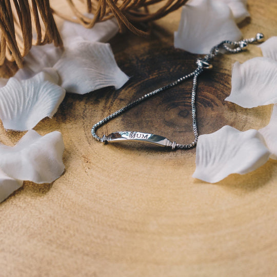 Mum ID Friendship Bracelet Created with Zircondia® Crystals - Philip Jones Jewellery