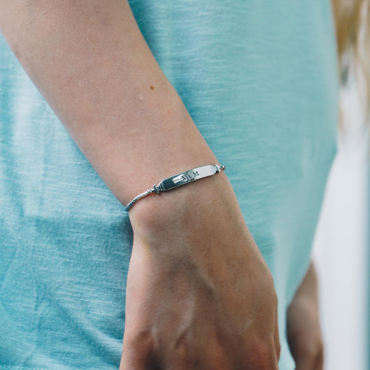 Mum ID Friendship Bracelet Created with Zircondia® Crystals - Philip Jones Jewellery