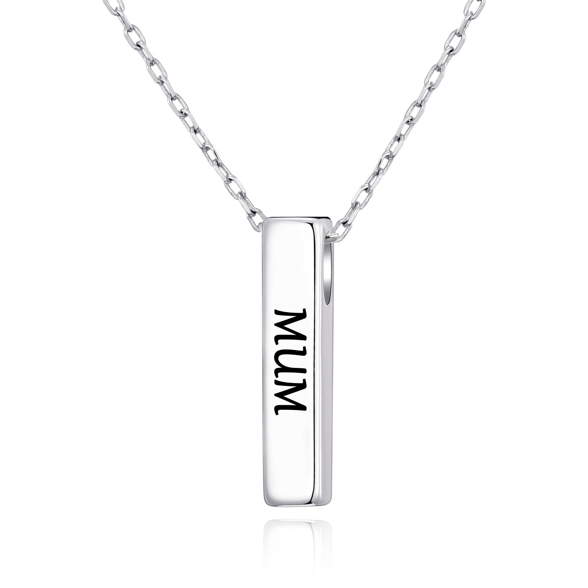 Silver Plated Mum Bar Necklace by Philip Jones Jewellery