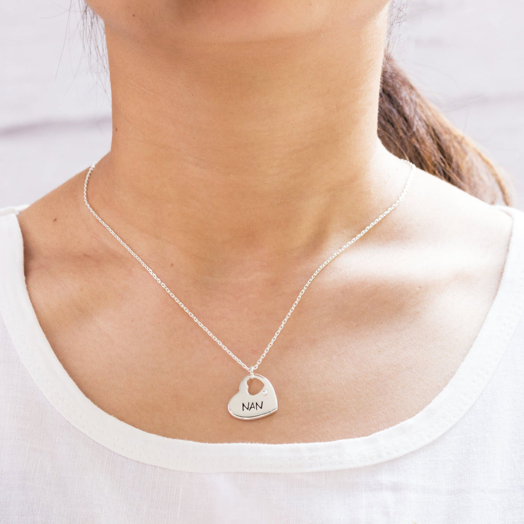 Nan Heart Necklace Created with Zircondia® Crystals - Philip Jones Jewellery