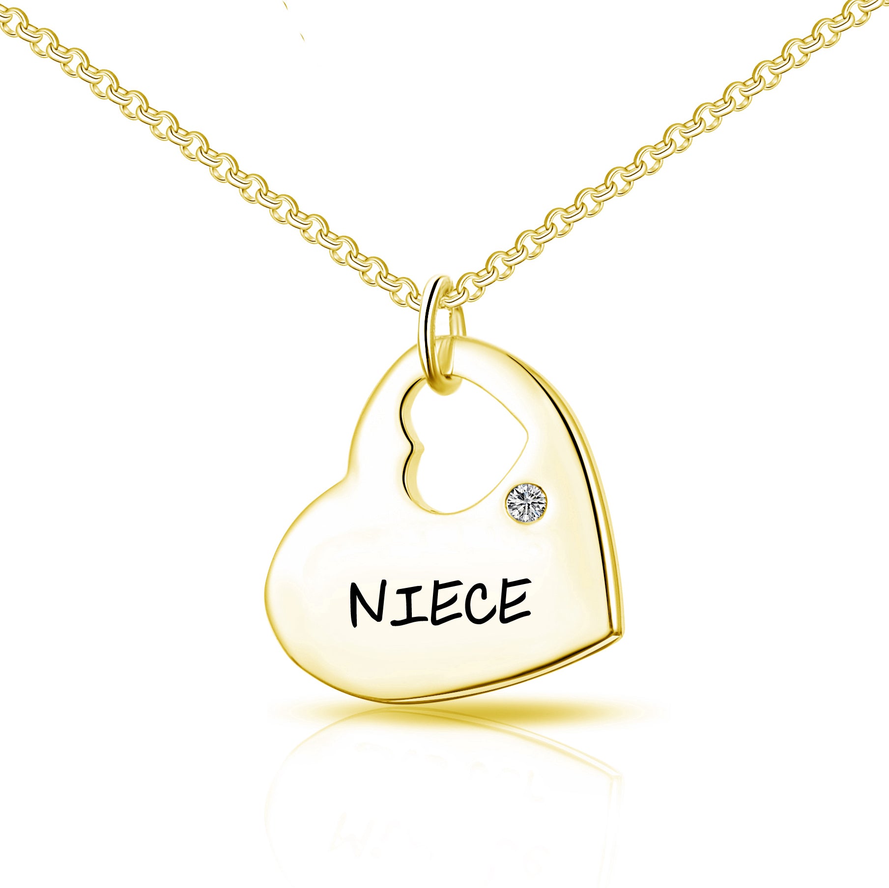 Gold Plated Niece Heart Necklace Created with Zircondia® Crystals by Philip Jones Jewellery