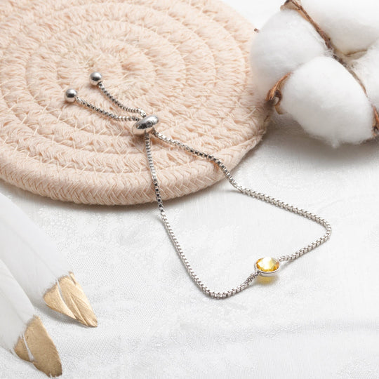 November (Topaz) Birthstone Bracelet Created with Zircondia® Crystals - Philip Jones Jewellery