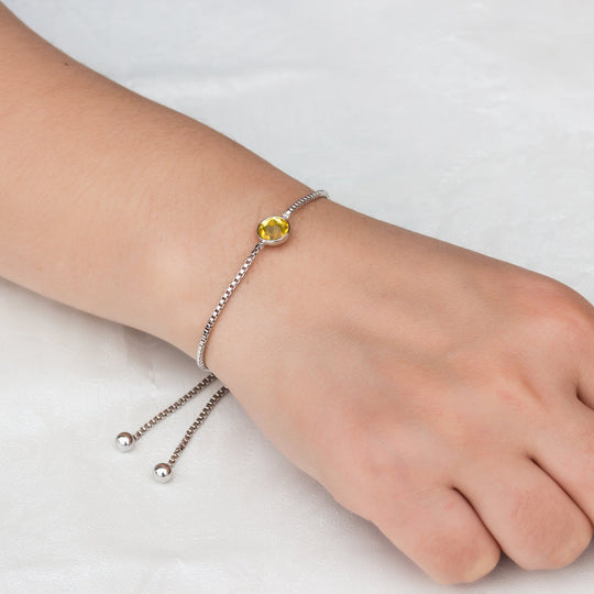 November (Topaz) Birthstone Bracelet Created with Zircondia® Crystals - Philip Jones Jewellery