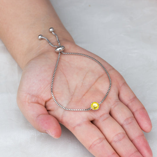 November (Topaz) Birthstone Bracelet Created with Zircondia® Crystals - Philip Jones Jewellery