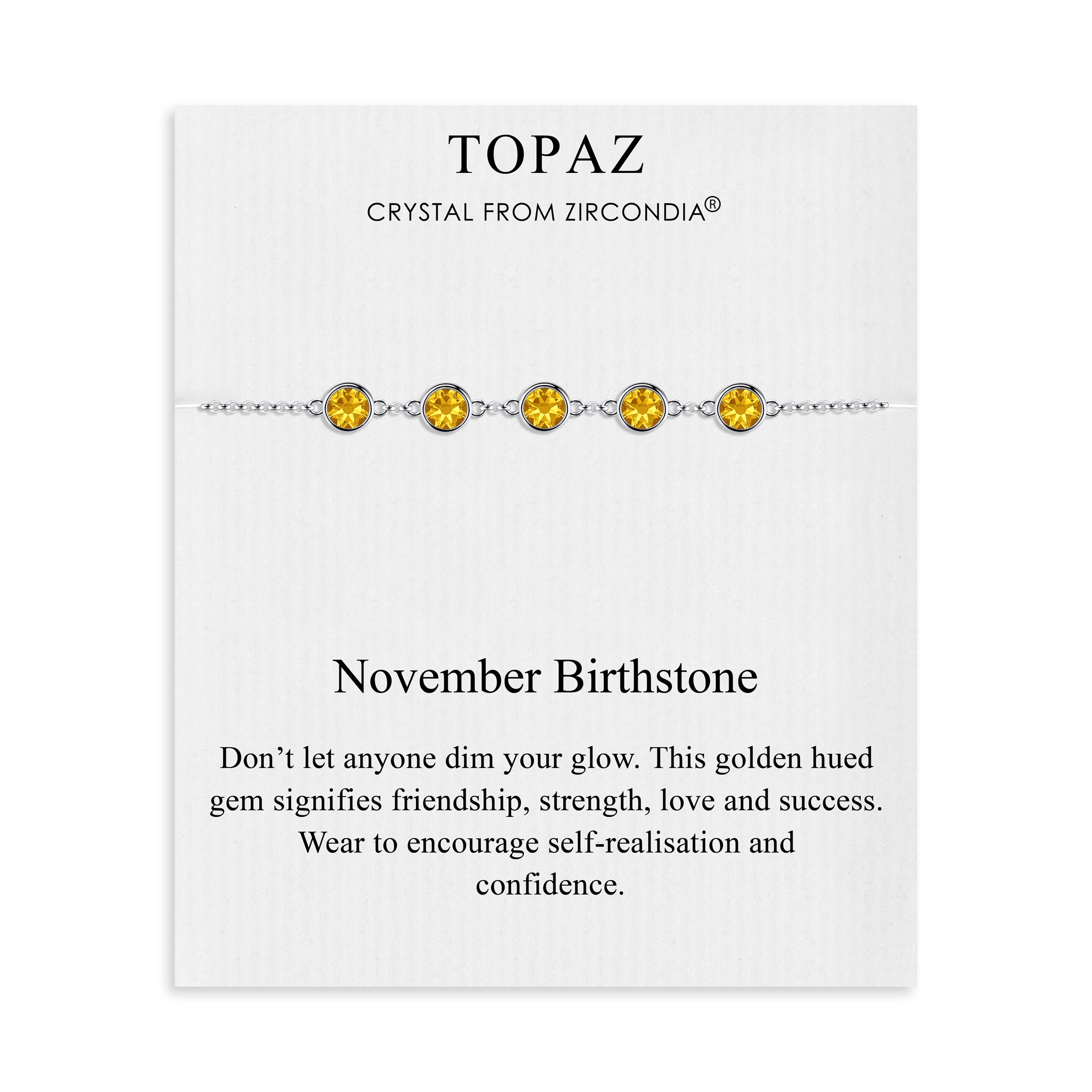November Birthstone Bracelet Created with Topaz Zircondia® Crystals by Philip Jones Jewellery