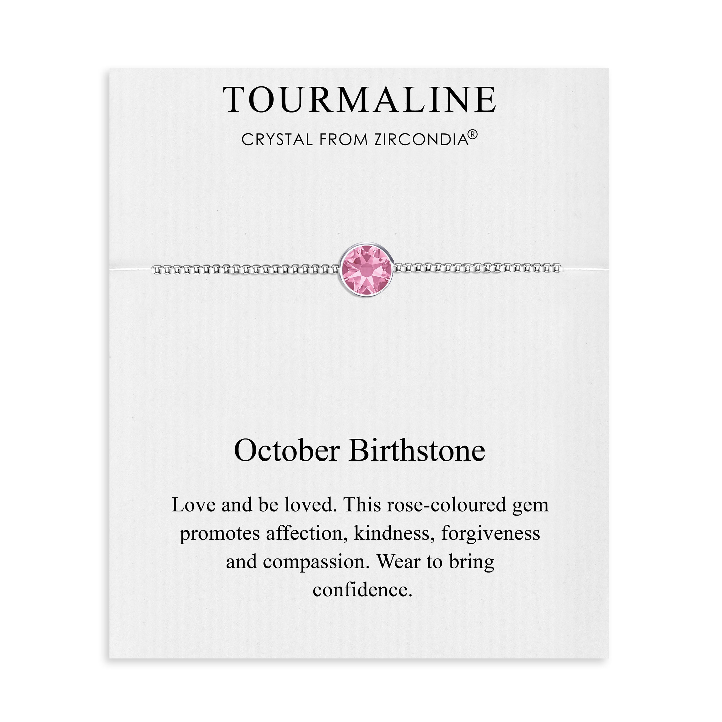 October (Tourmaline) Birthstone Bracelet Created with Zircondia® Crystals by Philip Jones Jewellery