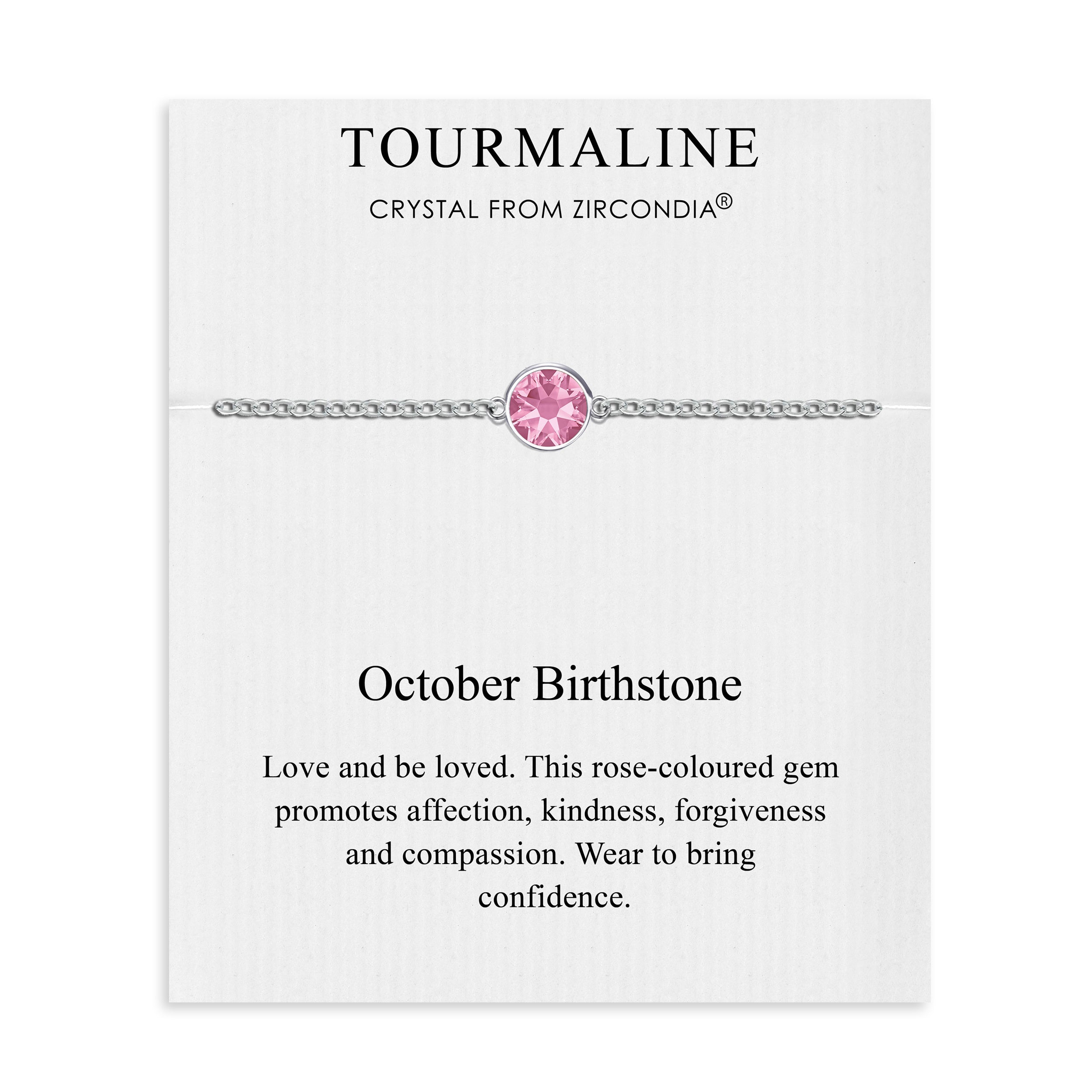 October (Tourmaline) Birthstone Anklet Created with Zircondia® Crystals by Philip Jones Jewellery