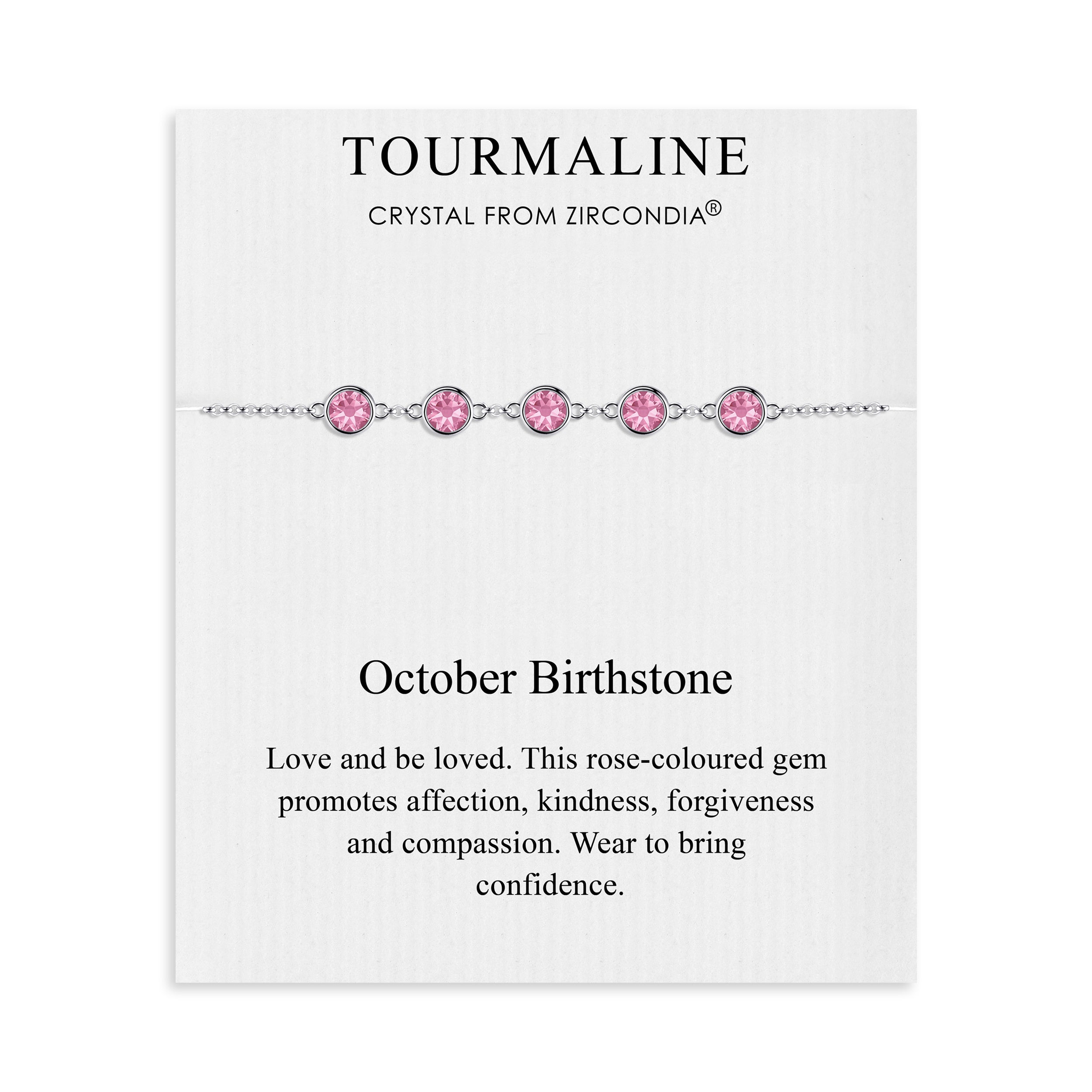 October Birthstone Bracelet Created with Tourmaline Zircondia® Crystals by Philip Jones Jewellery