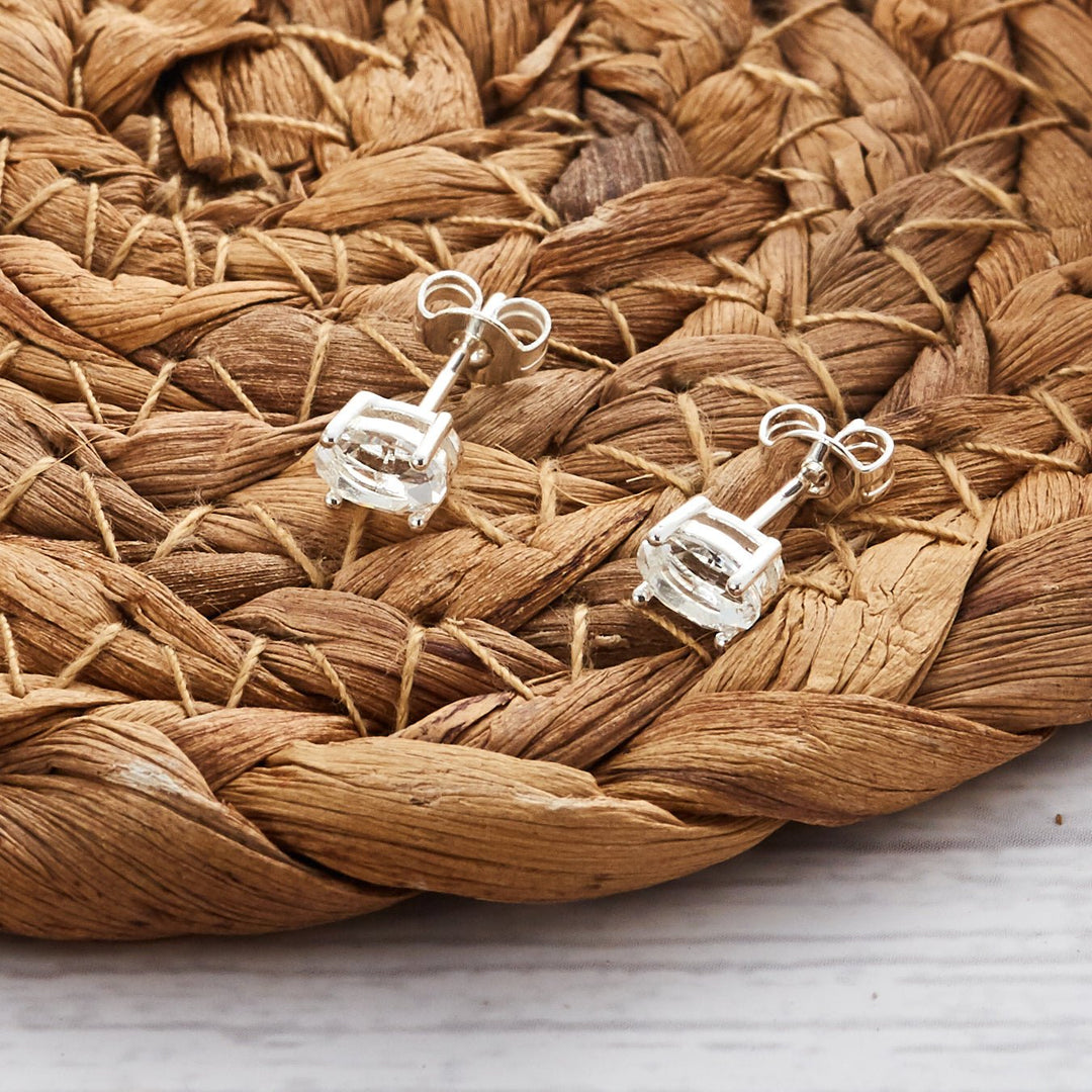 Oval Earrings Created with Zircondia® Crystals - Philip Jones Jewellery